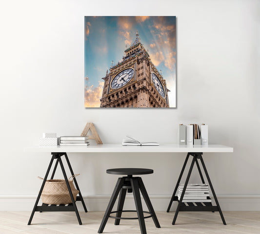 Big Ben Clock Tower London UK Canvas Print-Canvas Print-CetArt-1 panel-12x12 inches-CetArt