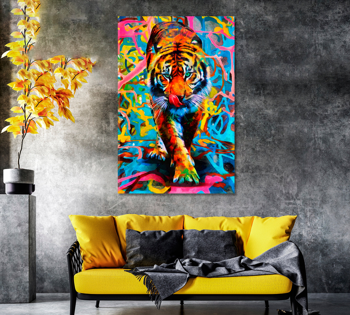 Modern Oil Painting of Tiger Canvas Print-Canvas Print-CetArt-1 panel-16x24 inches-CetArt