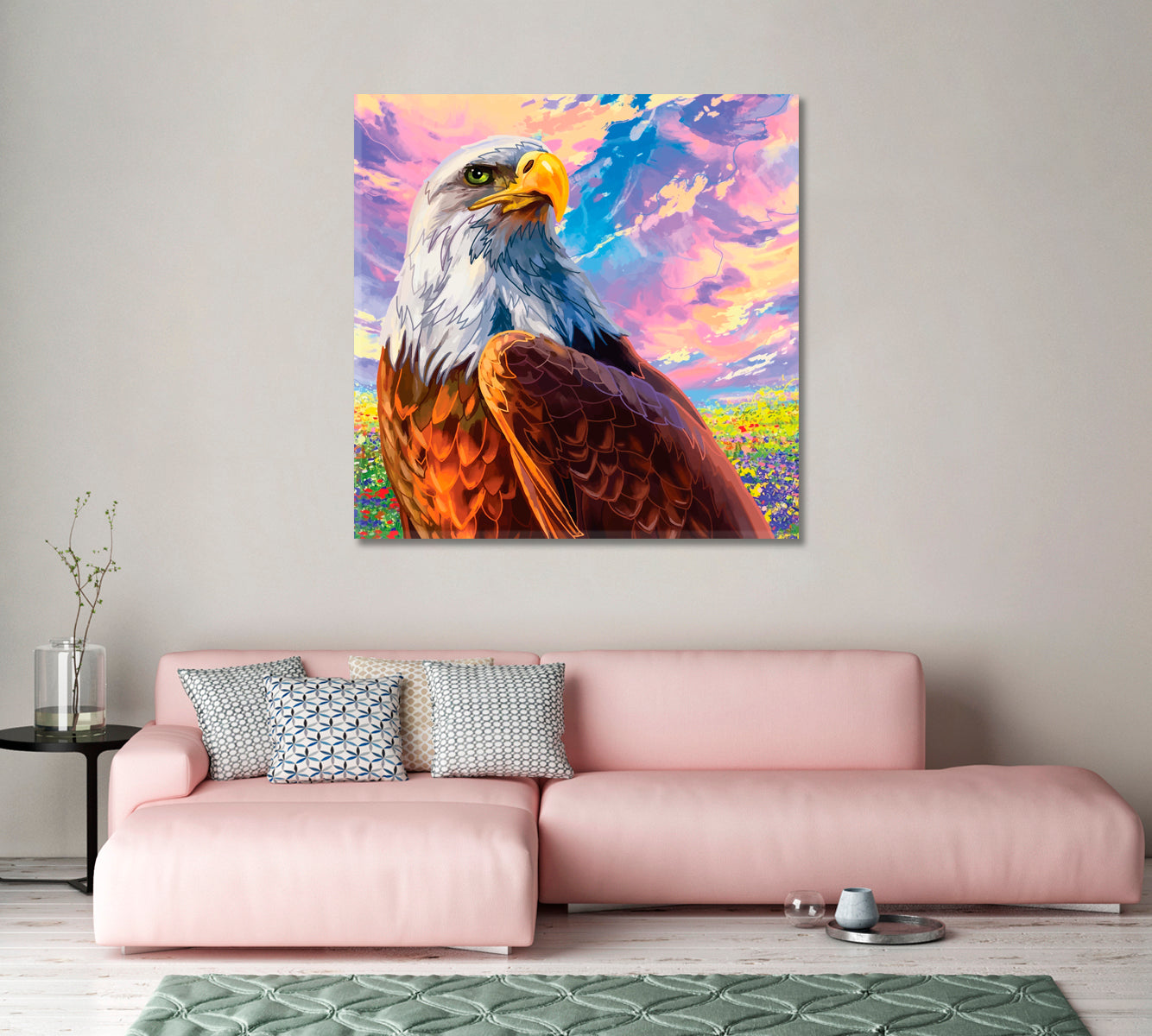 Eagle in Colorful Sky Canvas Print-Canvas Print-CetArt-1 panel-12x12 inches-CetArt