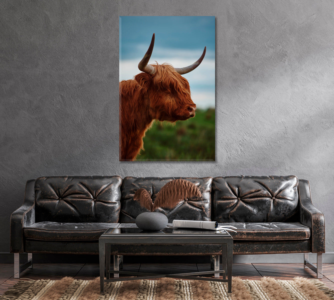 Highland Cow Portrait Canvas Print-Canvas Print-CetArt-1 panel-16x24 inches-CetArt