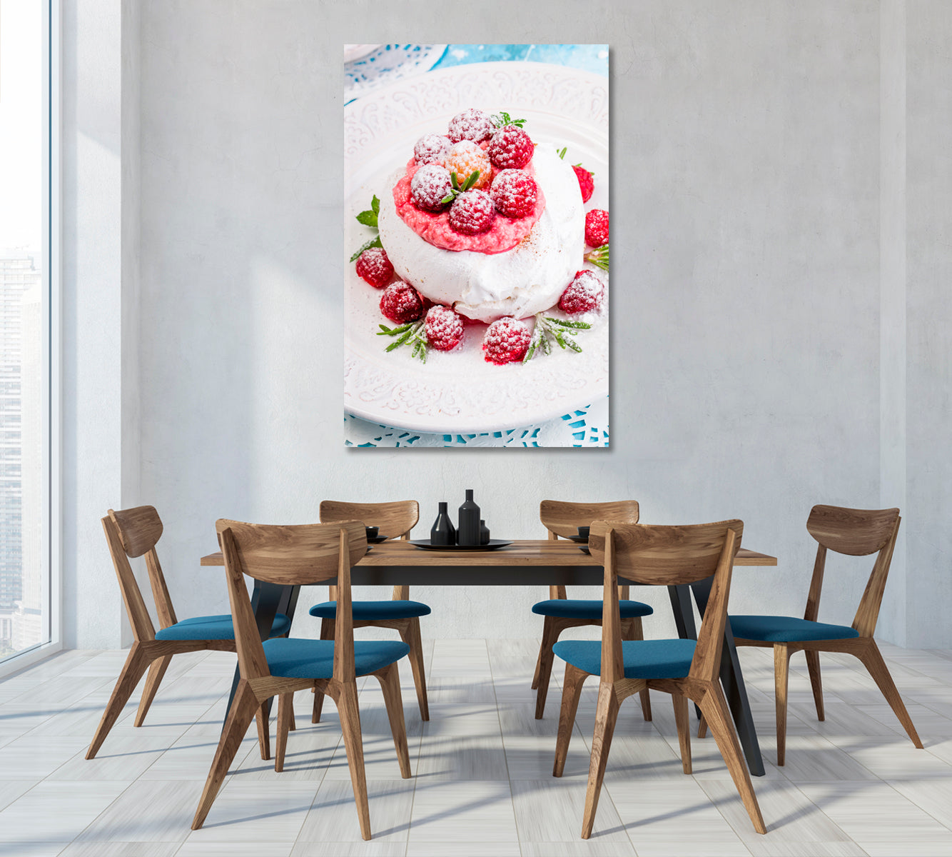 Meringue with Fresh Raspberries Canvas Print-Canvas Print-CetArt-1 panel-16x24 inches-CetArt