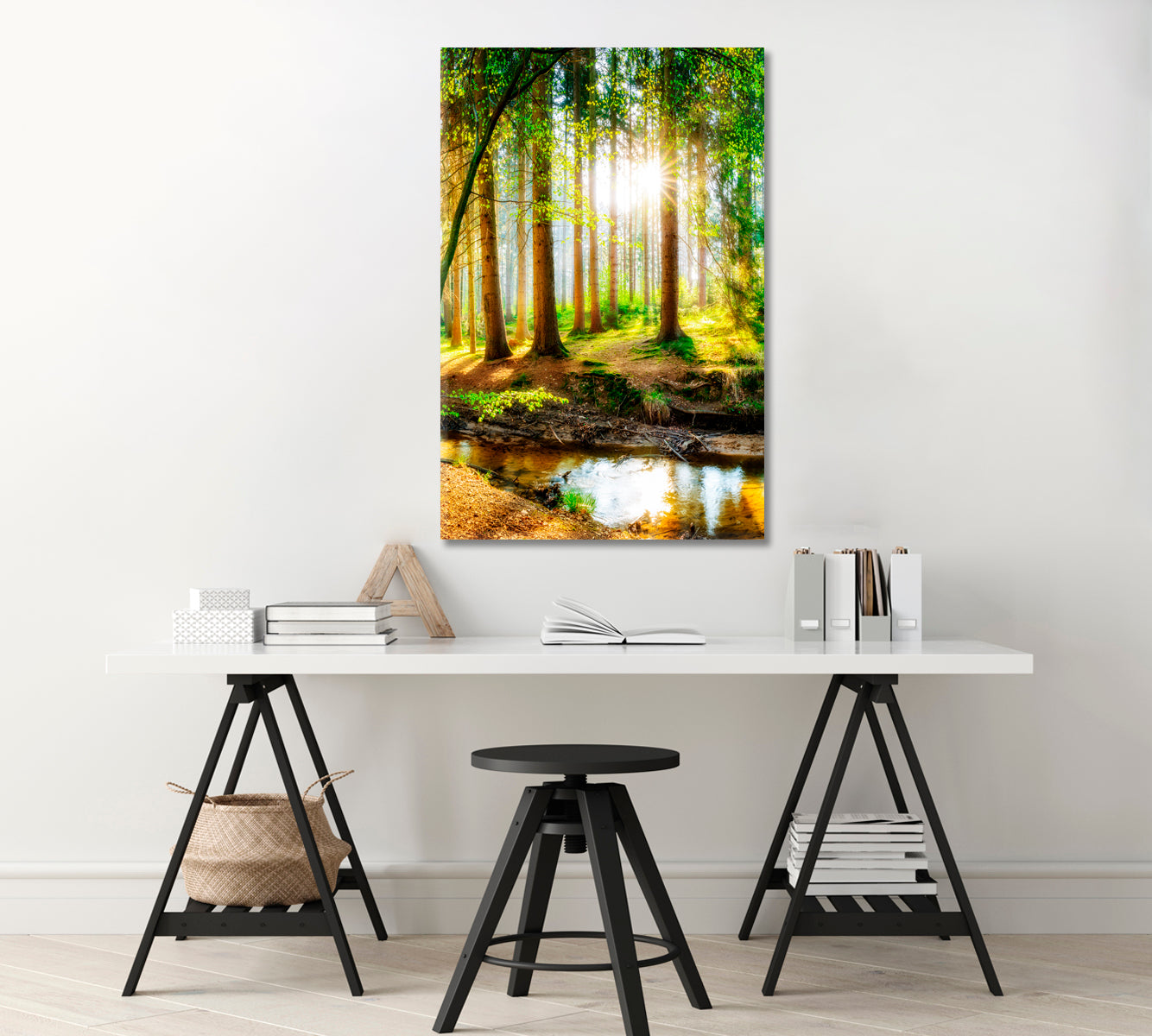 Spring Forest with Sunbeams Canvas Print-Canvas Print-CetArt-1 panel-16x24 inches-CetArt