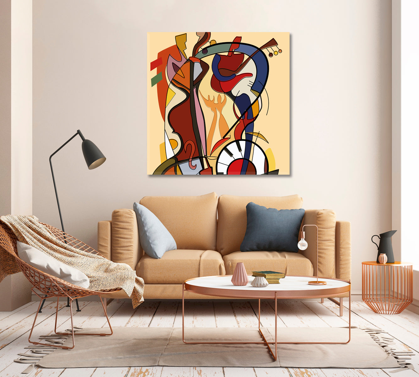 Jazz Music Abstract Art Canvas Print-Canvas Print-CetArt-1 panel-12x12 inches-CetArt