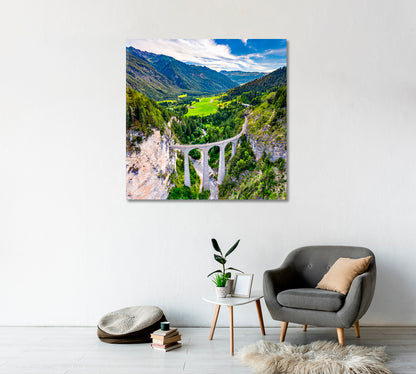 Landwasser Viaduct Swiss Alps Canvas Print-Canvas Print-CetArt-1 panel-12x12 inches-CetArt