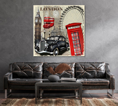 Retro London Canvas Print-Canvas Print-CetArt-1 panel-12x12 inches-CetArt