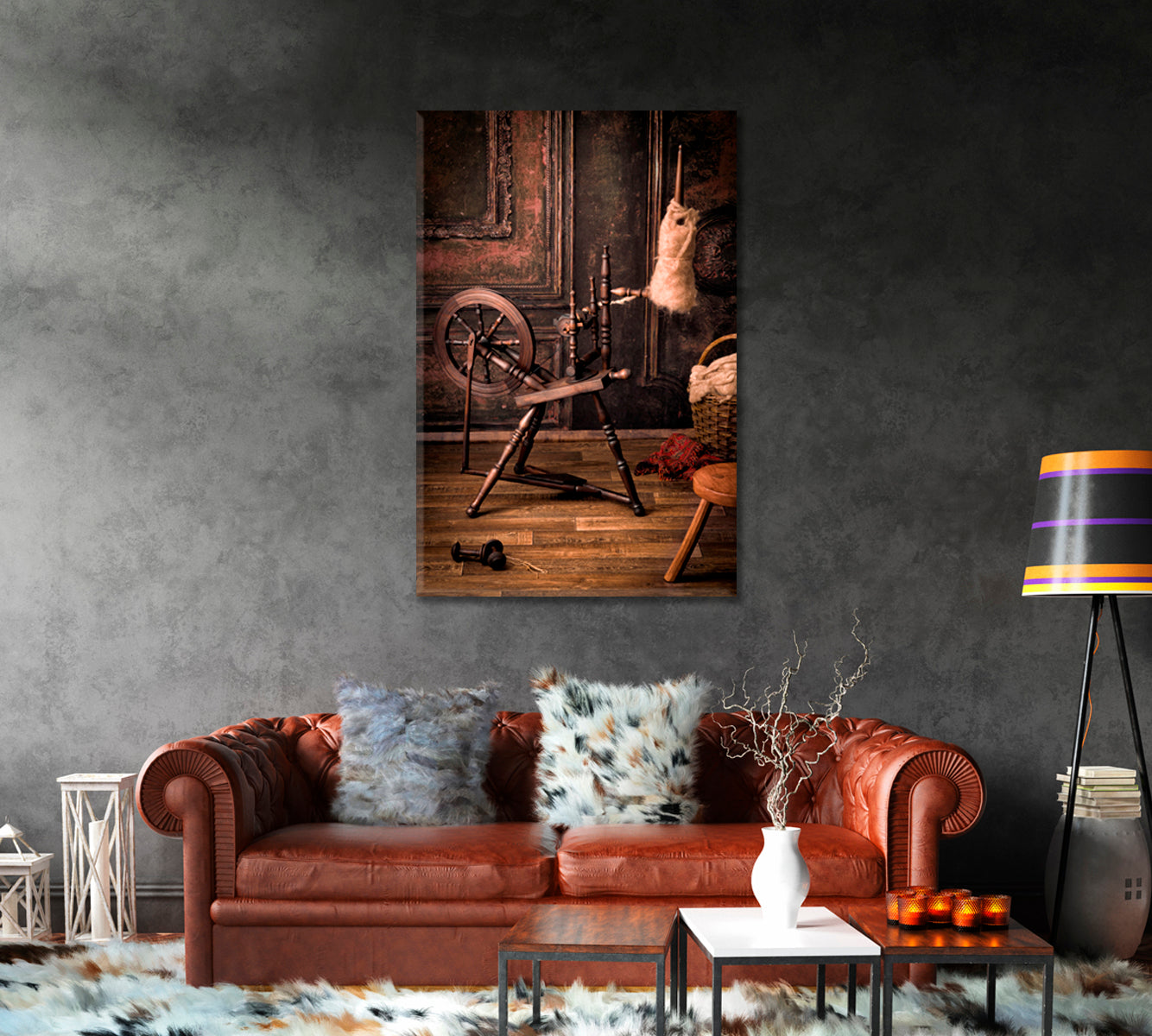 Authentic Old Spinning Wheel Canvas Print-Canvas Print-CetArt-1 panel-16x24 inches-CetArt