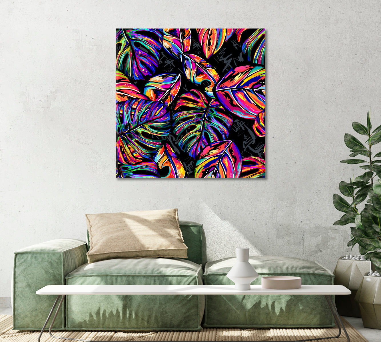 Tropical Colored Leaves Canvas Print-Canvas Print-CetArt-1 panel-12x12 inches-CetArt