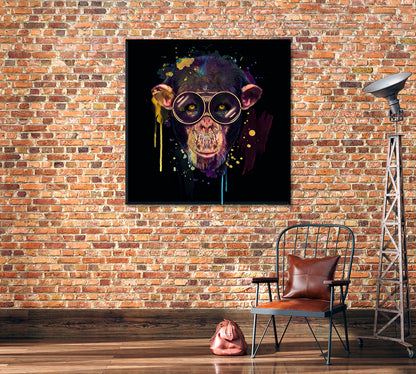 Hipster Monkey Canvas Print-Canvas Print-CetArt-1 panel-12x12 inches-CetArt