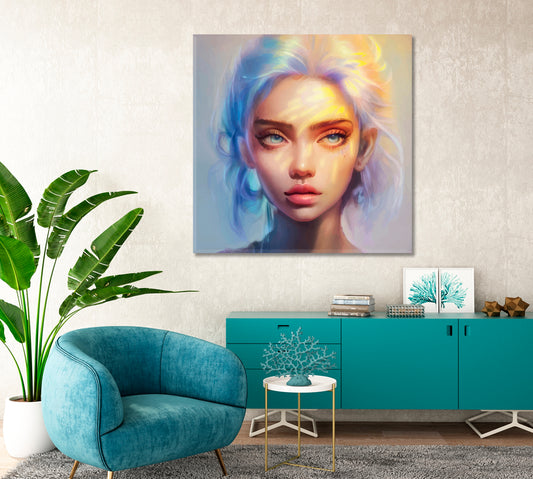 Incredibly Beautiful Girl Portrait Canvas Print-Canvas Print-CetArt-1 panel-12x12 inches-CetArt