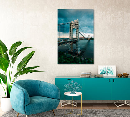 George Washington Bridge and Hudson River New York City Canvas Print-Canvas Print-CetArt-1 panel-16x24 inches-CetArt