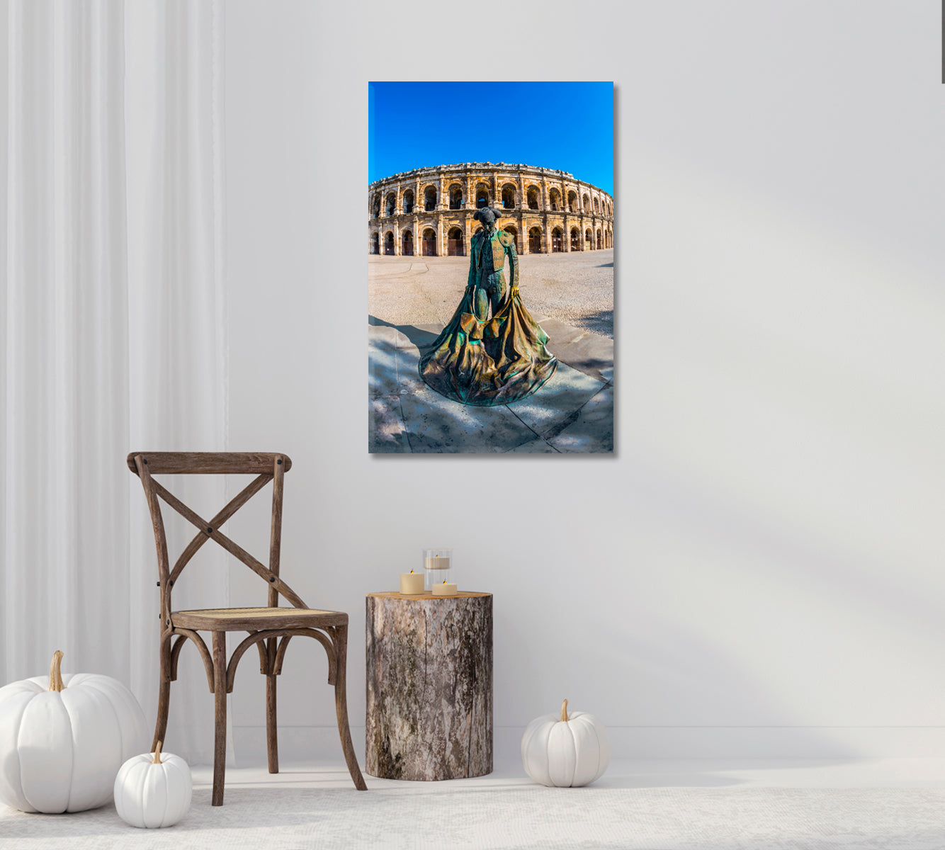 Roman Amphitheater with Monument to Toreador Provence Canvas Print-Canvas Print-CetArt-1 panel-16x24 inches-CetArt