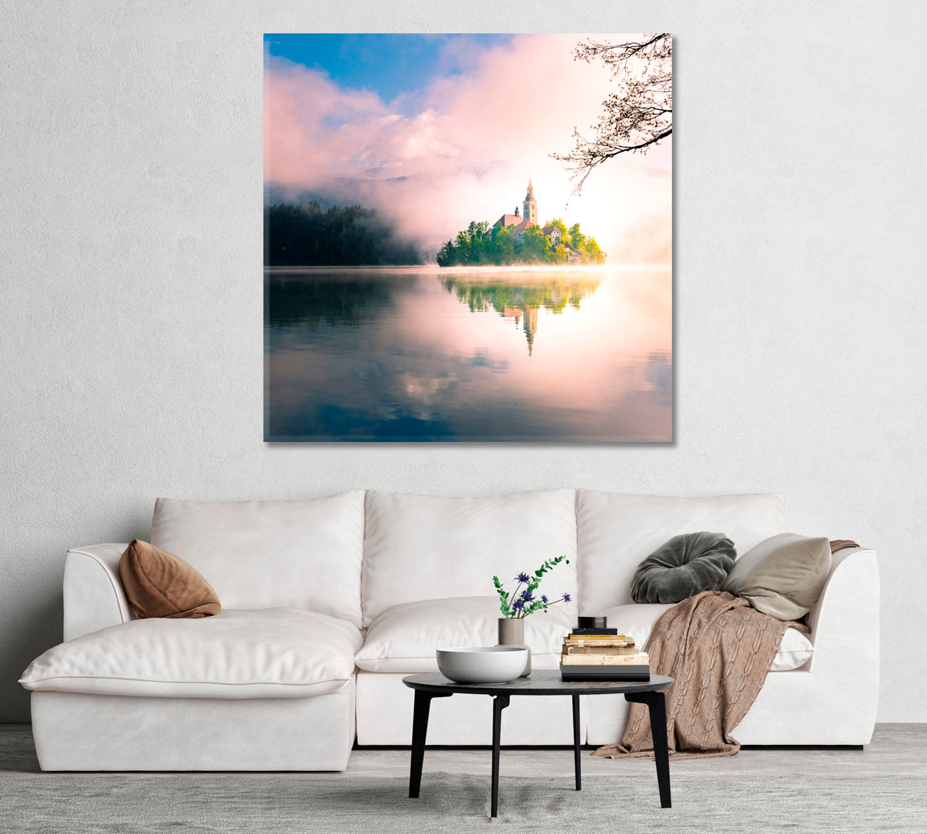 Bled Lake at Fog Slovenia Canvas Print-Canvas Print-CetArt-1 panel-12x12 inches-CetArt