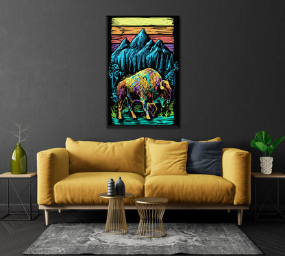 Abstract Colorful Bison in Yellowstone National Park Canvas Print-Canvas Print-CetArt-1 panel-16x24 inches-CetArt