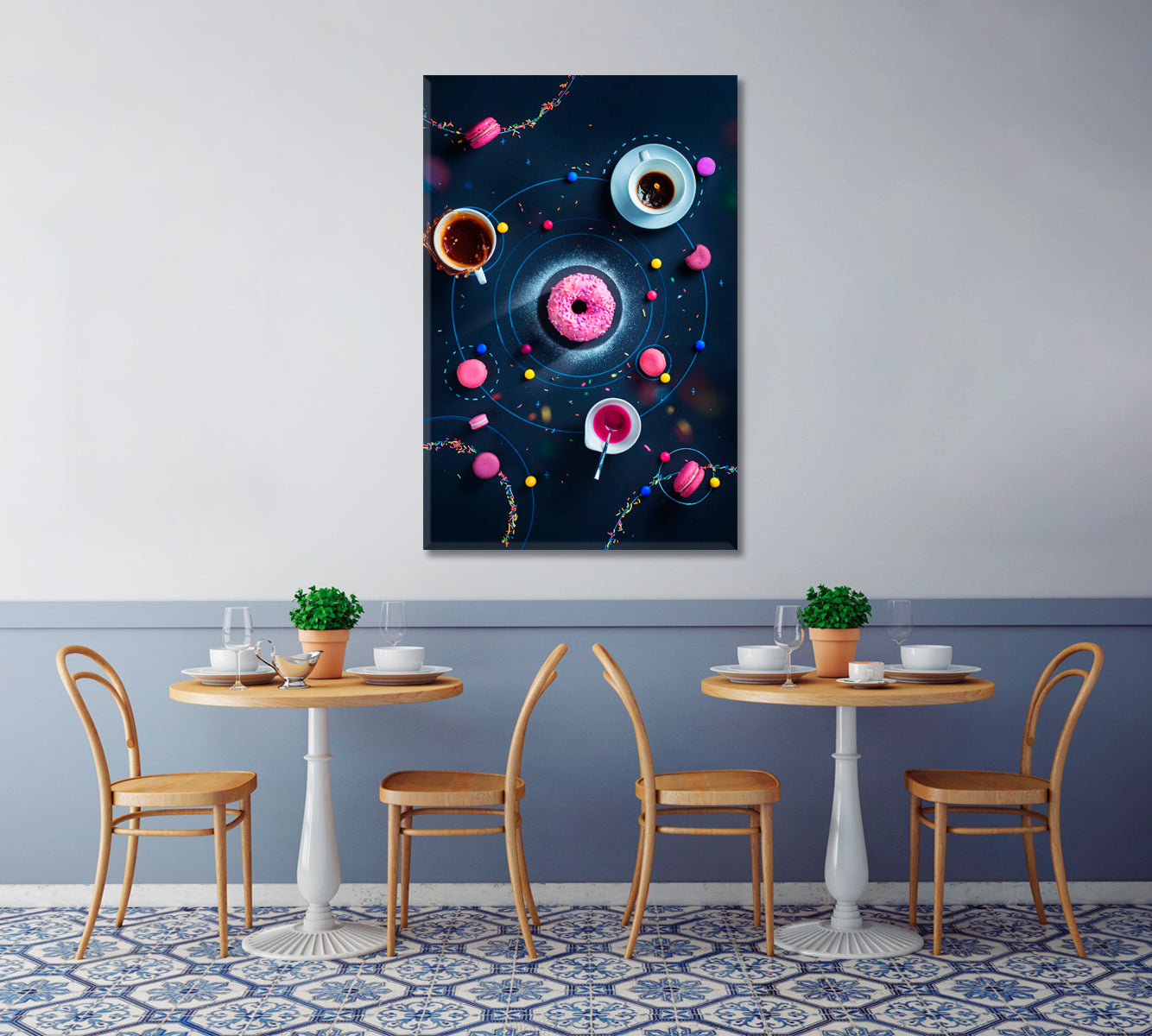 Space Donut Macaron Stars and Orbits Canvas Print-Canvas Print-CetArt-1 panel-16x24 inches-CetArt