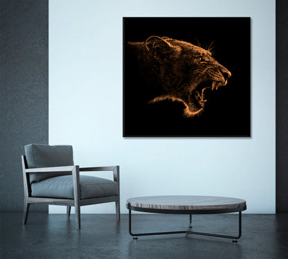 Graphic Sketch Angry Lion Canvas Print-Canvas Print-CetArt-1 panel-12x12 inches-CetArt