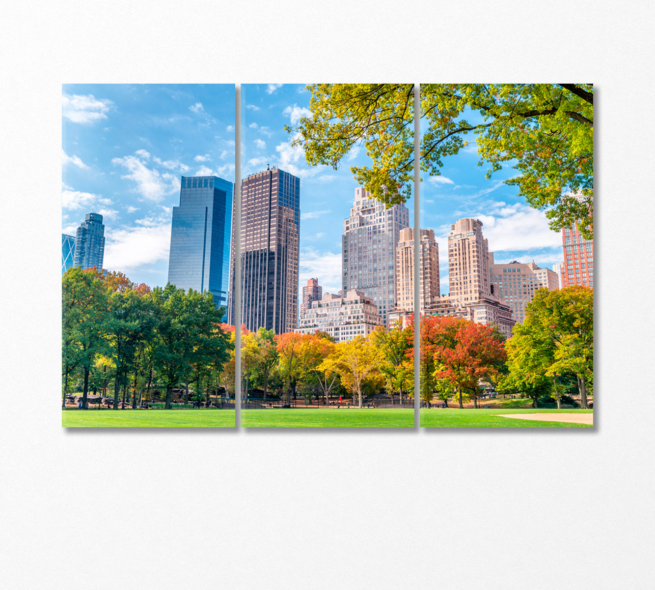 Manhattan Central Park in Autumn Canvas Print-Canvas Print-CetArt-3 Panels-36x24 inches-CetArt