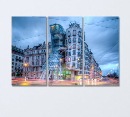 Dancing House Prague Czech Republic Canvas Print-Canvas Print-CetArt-3 Panels-36x24 inches-CetArt