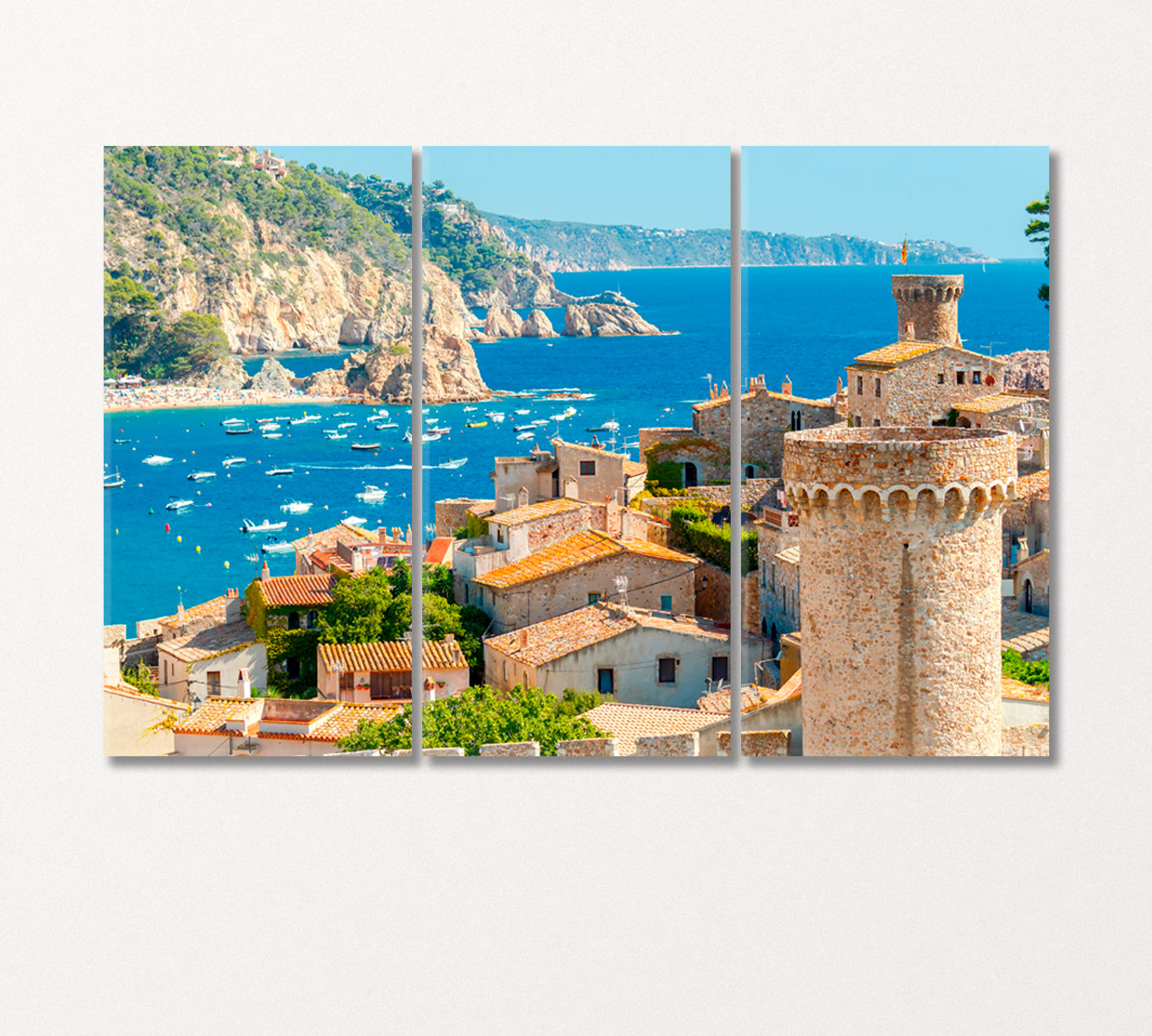 Tossa De Mar Historic City Spain Canvas Print-Canvas Print-CetArt-3 Panels-36x24 inches-CetArt