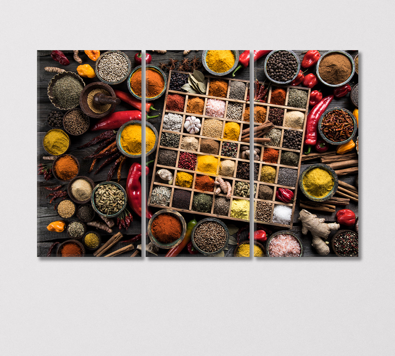 Variety of Spices and Herbs Canvas Print-Canvas Print-CetArt-3 Panels-36x24 inches-CetArt