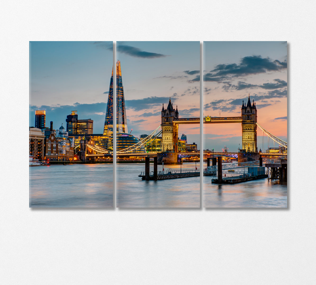 Tower Bridge at Dusk London UK Canvas Print-Canvas Print-CetArt-3 Panels-36x24 inches-CetArt