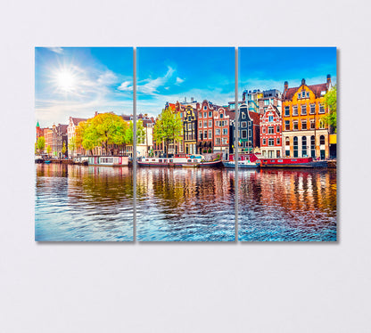 Colorful Houses Amsterdam Canvas Print-Canvas Print-CetArt-3 Panels-36x24 inches-CetArt