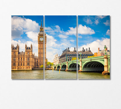 Big Ben and Houses of Parliament London UK Canvas Print-Canvas Print-CetArt-3 Panels-36x24 inches-CetArt