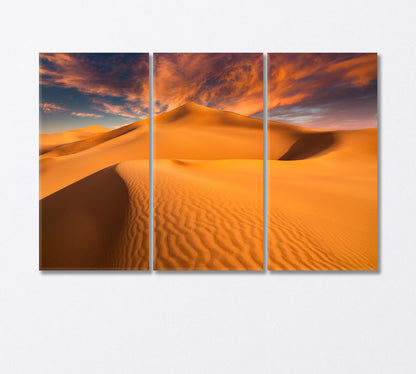 Sunset over Sand Dunes in the Desert Canvas Print-Canvas Print-CetArt-3 Panels-36x24 inches-CetArt