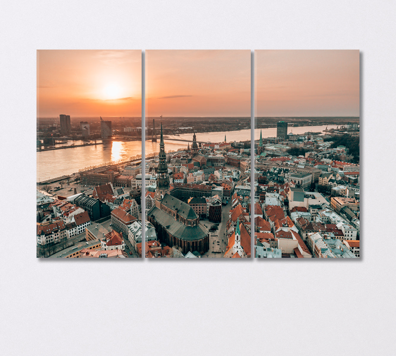 View of the Architecture of Riga Latvia Canvas Print-Canvas Print-CetArt-3 Panels-36x24 inches-CetArt