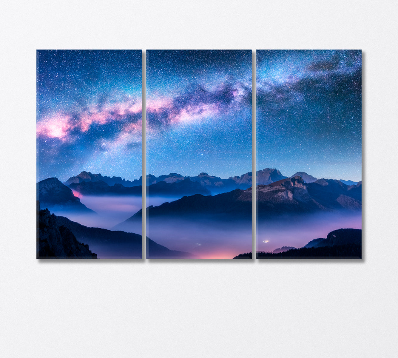 Milky Way Above Mountains in Dolomites Italy Canvas Print-Canvas Print-CetArt-3 Panels-36x24 inches-CetArt