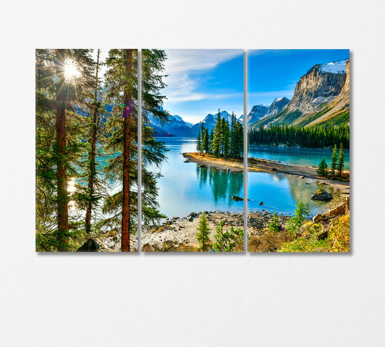 Maligne Lake in Jasper National Park Canada Canvas Print-Canvas Print-CetArt-3 Panels-36x24 inches-CetArt