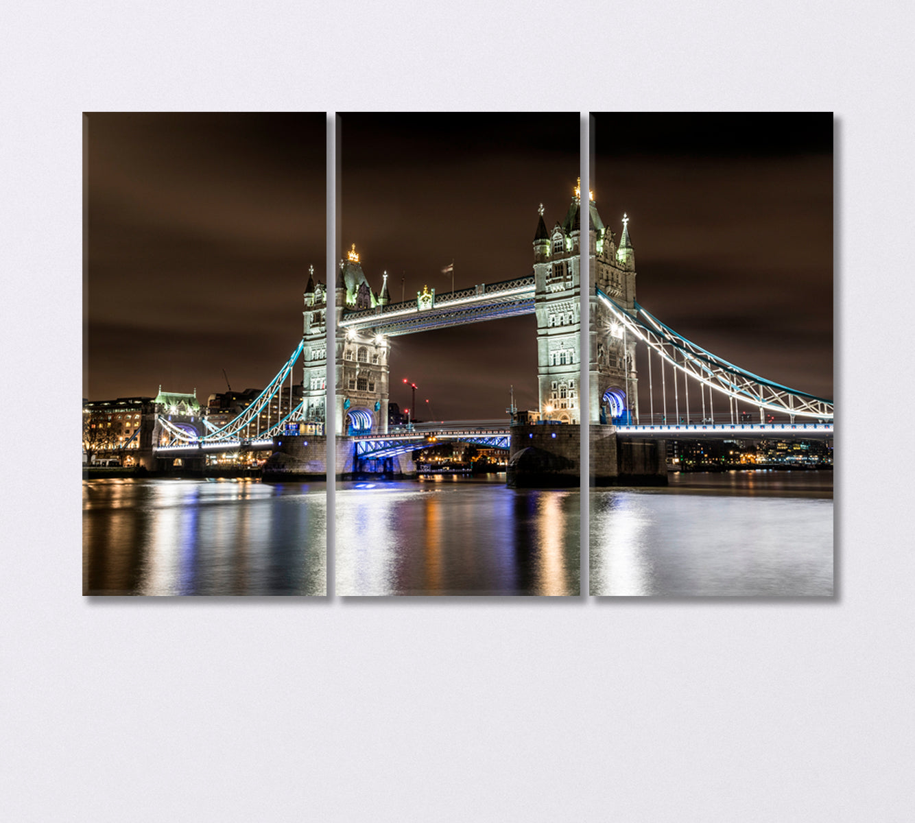 Tower Bridge View at Night London Canvas Print-Canvas Print-CetArt-3 Panels-36x24 inches-CetArt