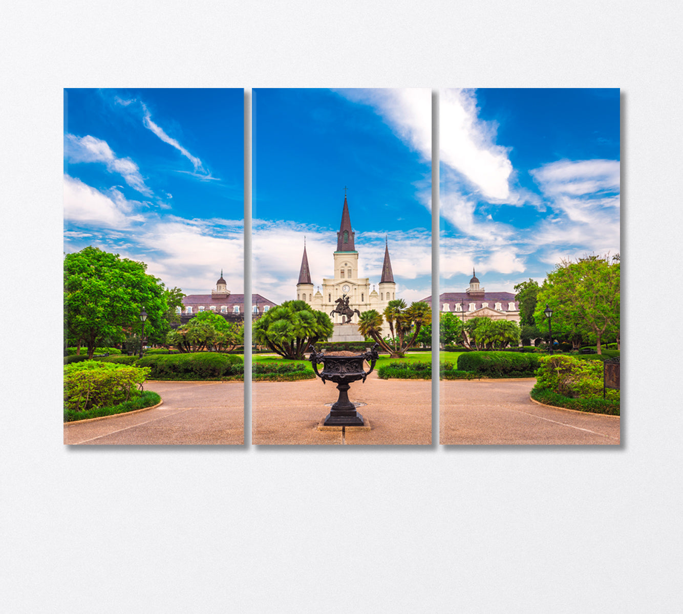 New Orleans Jackson Square and St. Louis Cathedral USA Canvas Print-Canvas Print-CetArt-3 Panels-36x24 inches-CetArt