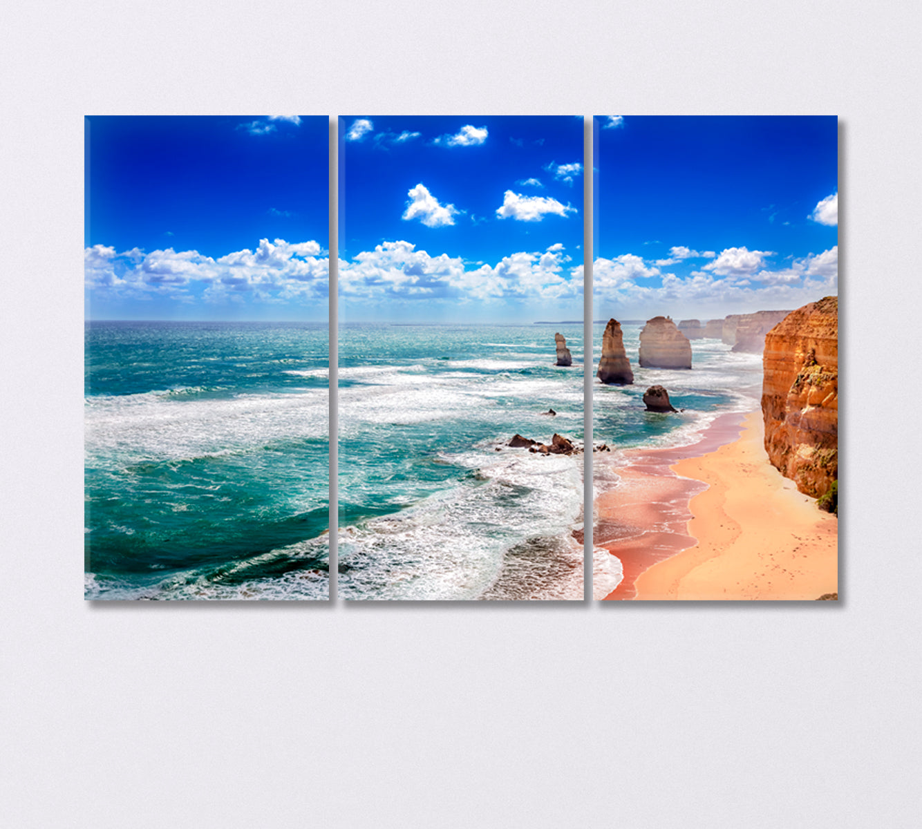 Twelve Apostles and Orange Rocks on the Australian Coast Canvas Print-Canvas Print-CetArt-3 Panels-36x24 inches-CetArt