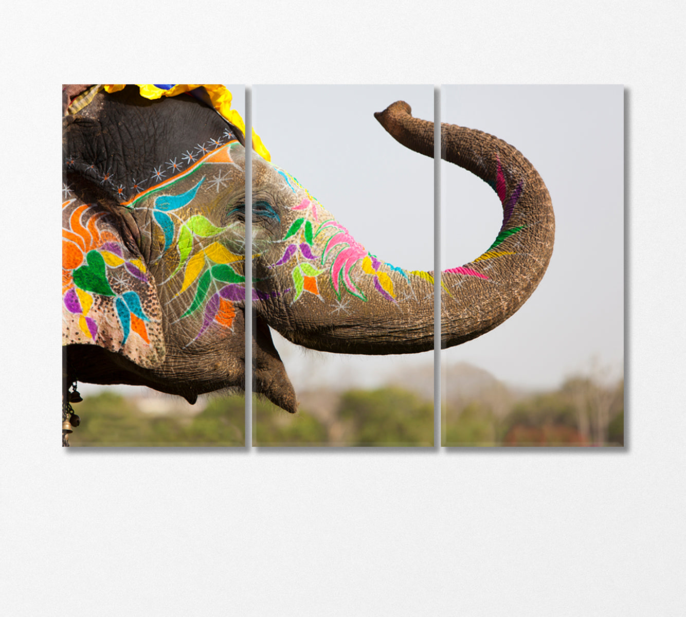 Decorated Elephant at the Annual Elephant Festival in Jaipur India Canvas Print-Canvas Print-CetArt-3 Panels-36x24 inches-CetArt