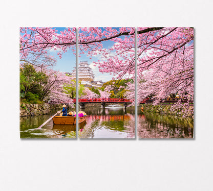 Himeji Castle and Cherry Blossom Season Japan Canvas Print-Canvas Print-CetArt-3 Panels-36x24 inches-CetArt