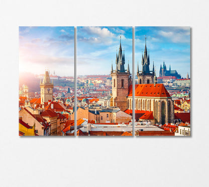 Tyn Church Prague Czech Republic Canvas Print-Canvas Print-CetArt-3 Panels-36x24 inches-CetArt