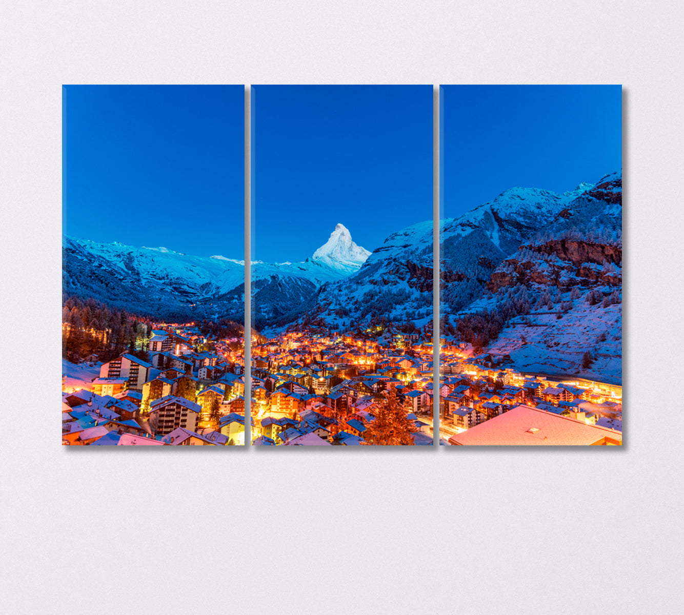 Village Zermatt Switzerland Canvas Print-Canvas Print-CetArt-3 Panels-36x24 inches-CetArt