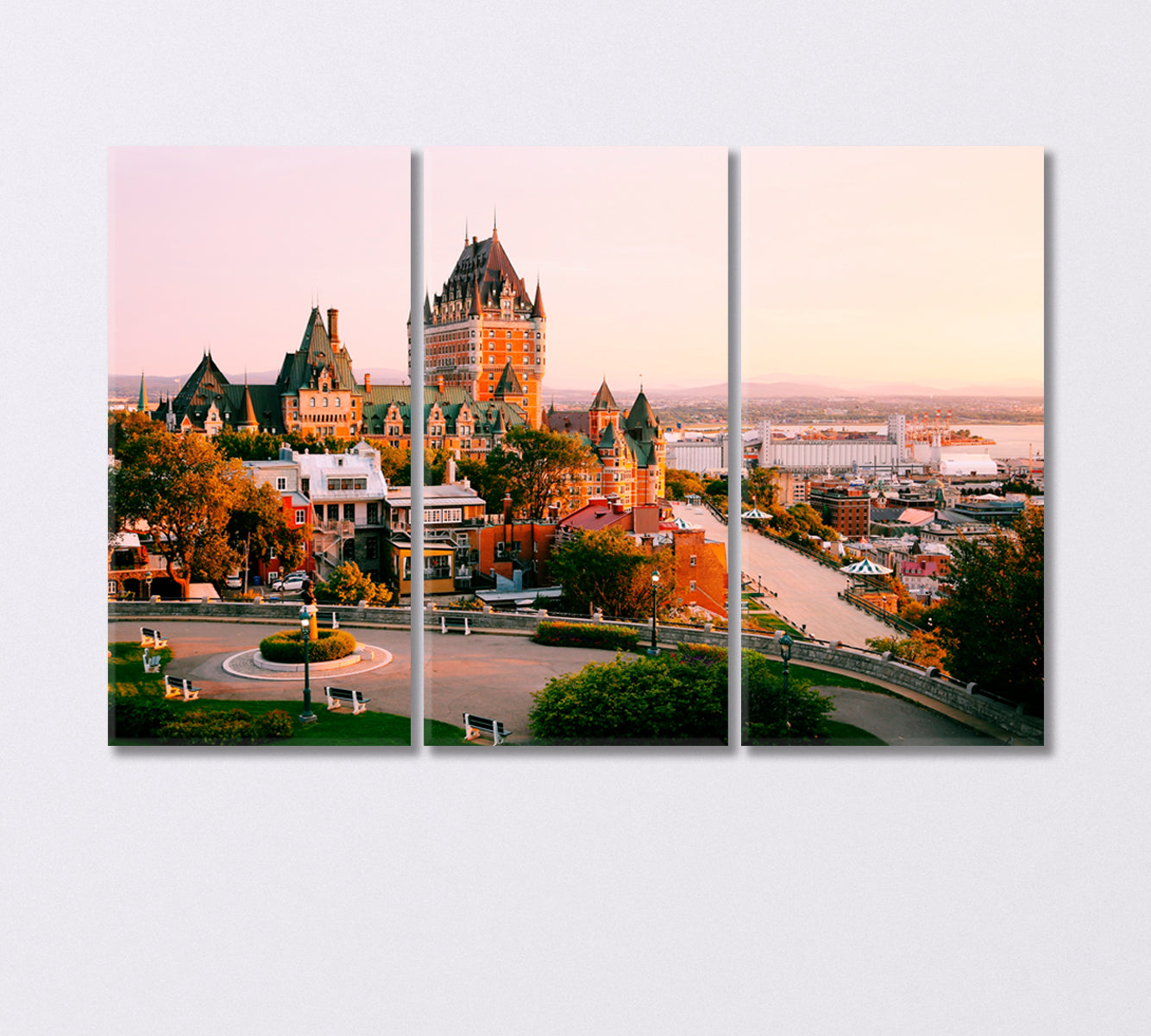 Frontenac Castle in Old Quebec City Canada Canvas Print-Canvas Print-CetArt-3 Panels-36x24 inches-CetArt