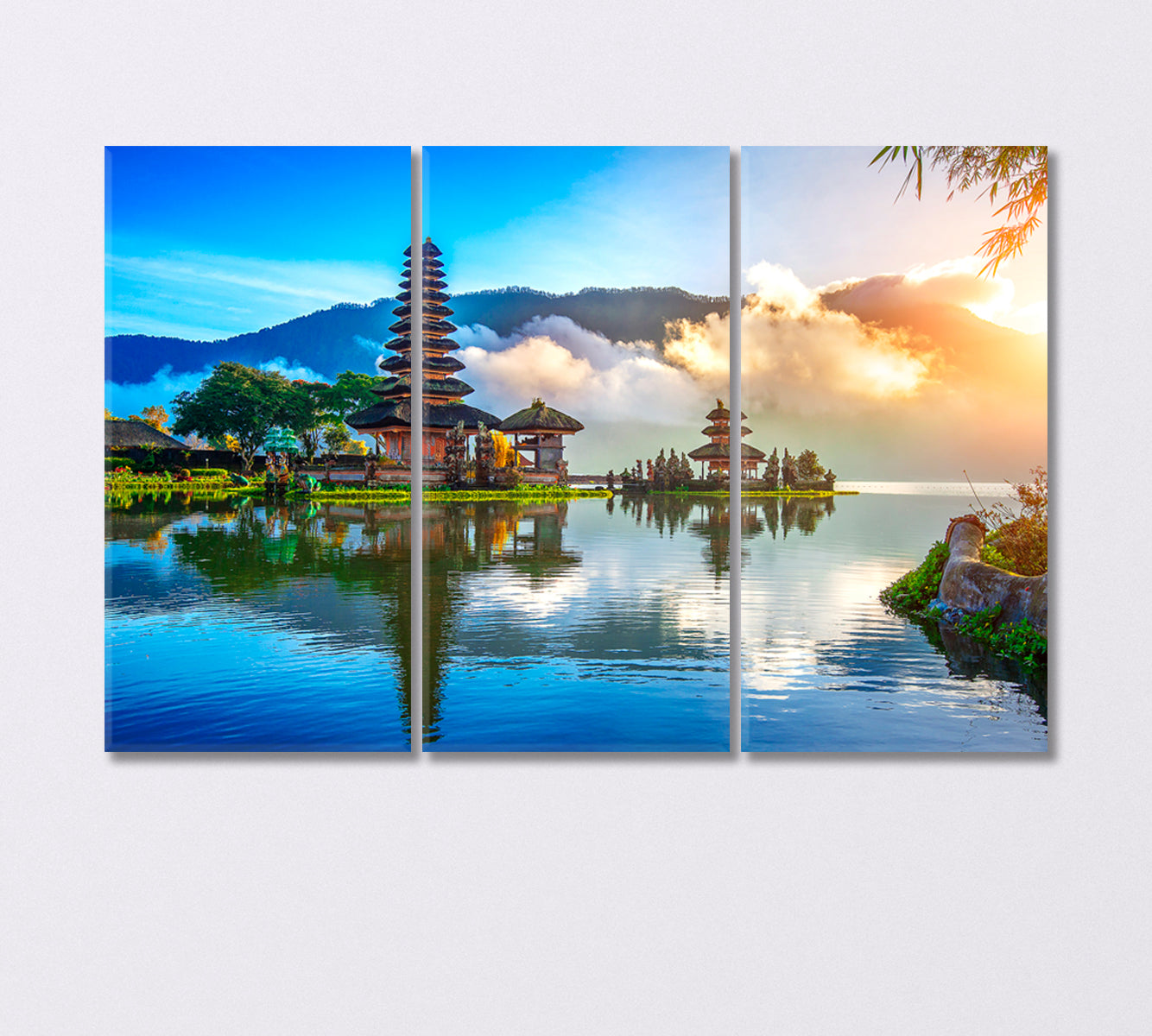 Pura Ulun Danu Temple Main Water Temple in Bali Canvas Print-Canvas Print-CetArt-3 Panels-36x24 inches-CetArt