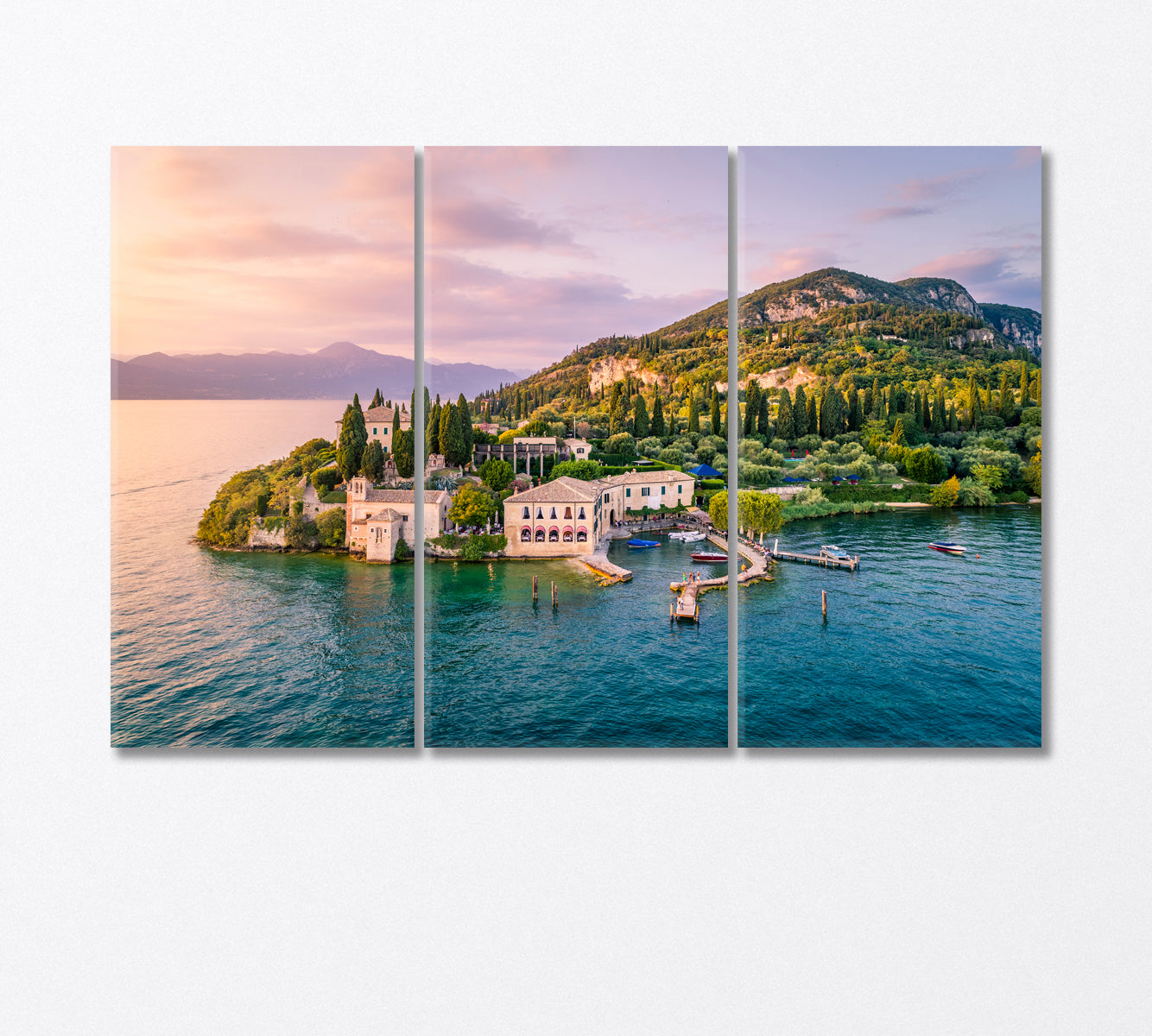 Sirmione Peninsula on Lake Garda Italy Canvas Print-Canvas Print-CetArt-3 Panels-36x24 inches-CetArt