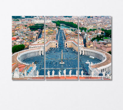 St Peter Square Vatican Rome Canvas Print-Canvas Print-CetArt-3 Panels-36x24 inches-CetArt