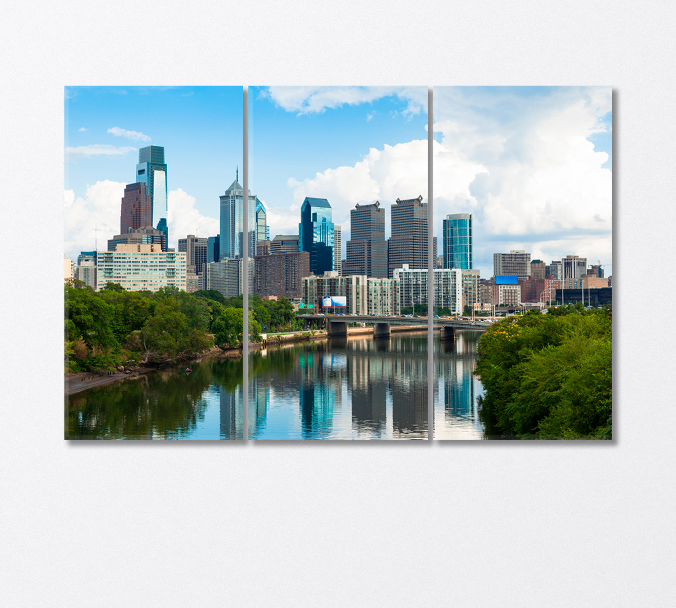 Skyline view of Philadelphia Pennsylvania USA Canvas Print-Canvas Print-CetArt-3 Panels-36x24 inches-CetArt