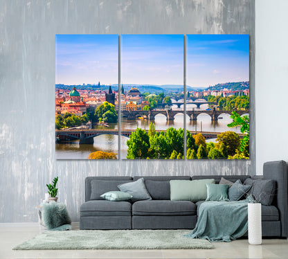 Bridges Vltava River Prague Canvas Print-Canvas Print-CetArt-1 Panel-24x16 inches-CetArt