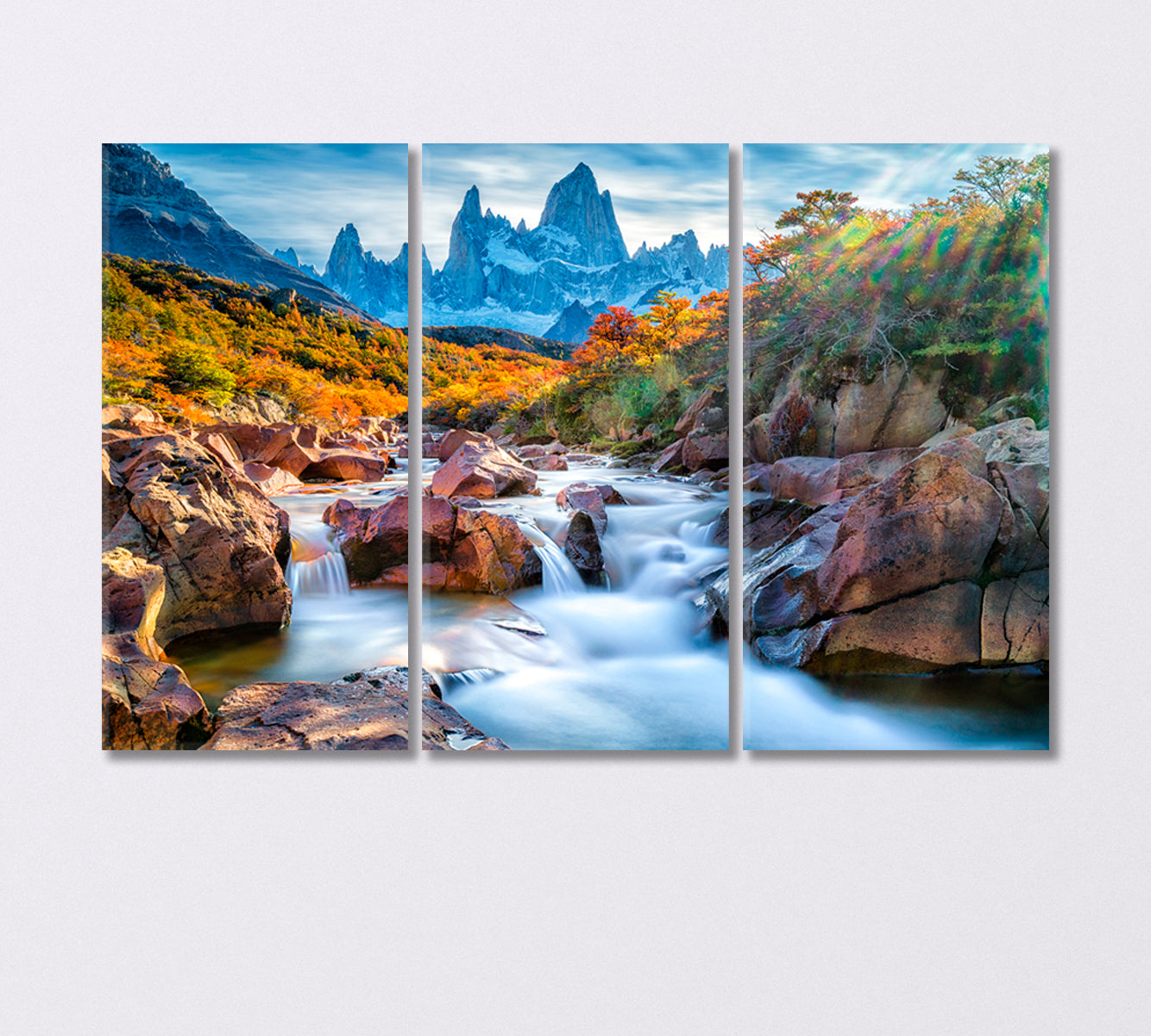 Mount Fitzroy on the Border Chile and Argentina Canvas Print-Canvas Print-CetArt-3 Panels-36x24 inches-CetArt