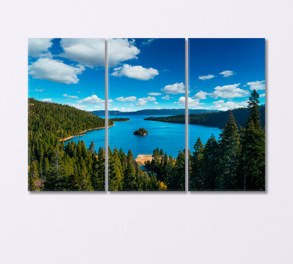 Lake Tahoe in Famous California Mountains USA Canvas Print-Canvas Print-CetArt-3 Panels-36x24 inches-CetArt