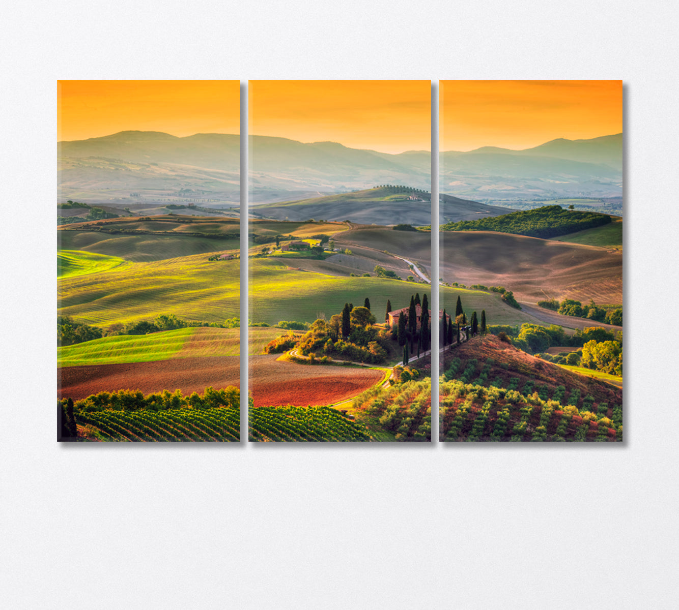 Tuscany Landscape at Sunrise Italy Canvas Print-Canvas Print-CetArt-3 Panels-36x24 inches-CetArt