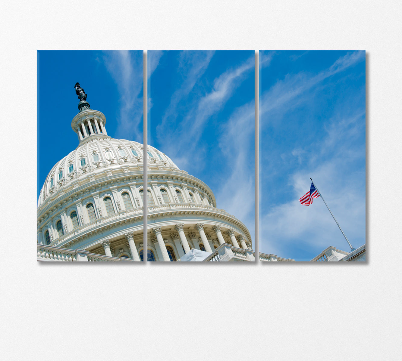 Dome United States Capitol in Washington Canvas Print-Canvas Print-CetArt-3 Panels-36x24 inches-CetArt