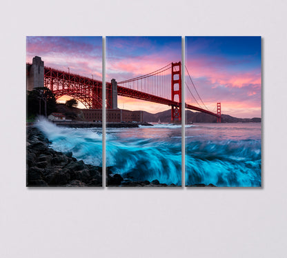 Golden Gate Bridge in San Francisco at Sunset Canvas Print-Canvas Print-CetArt-3 Panels-36x24 inches-CetArt