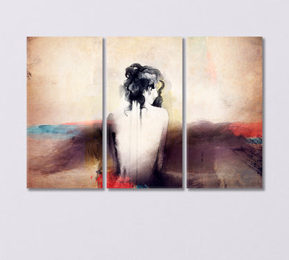 Abstract Woman Body Silhouette Canvas Print-Canvas Print-CetArt-3 Panels-36x24 inches-CetArt