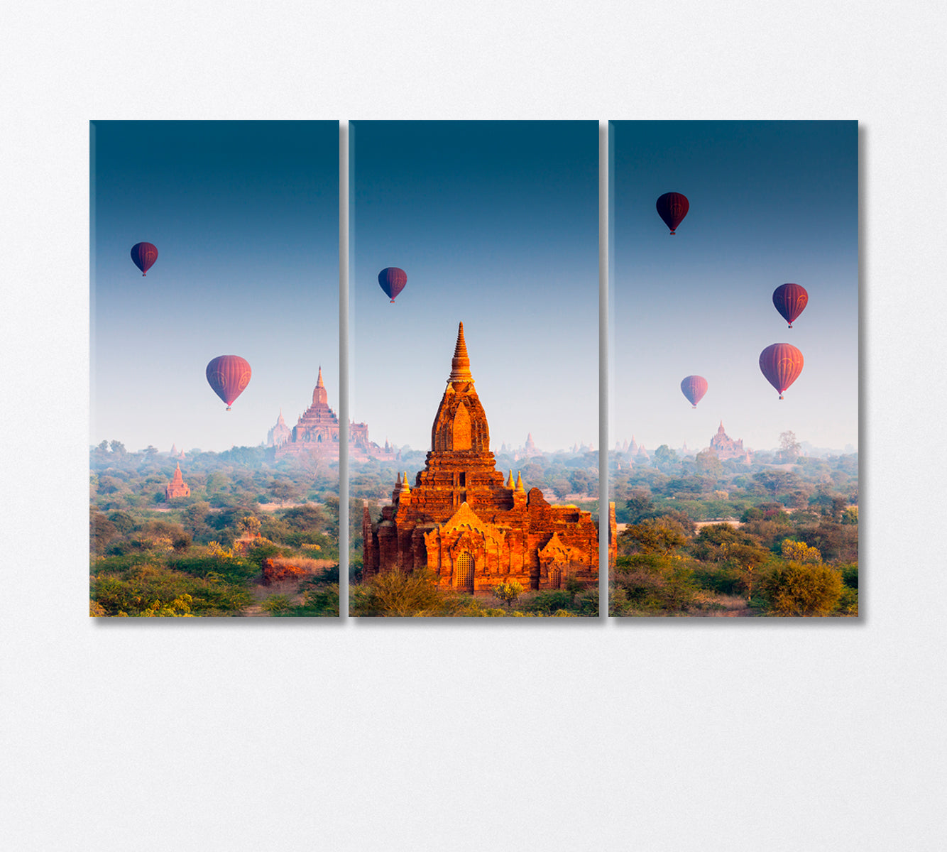 Temples in Bagan Myanmar Unesco World Heritage Site Canvas Print-Canvas Print-CetArt-3 Panels-36x24 inches-CetArt